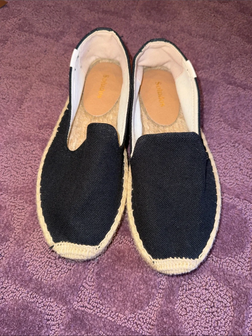 Soludos Black Canvas Smoking Slippers Espadrille Size 6